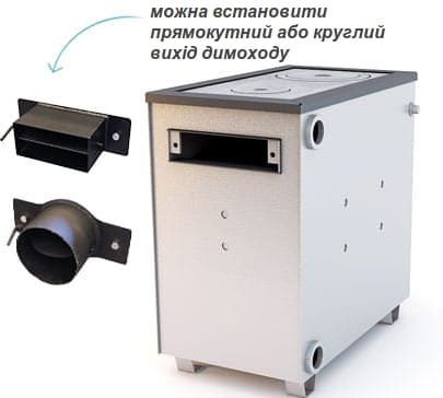Прямокутний або круглий вихід димоходу